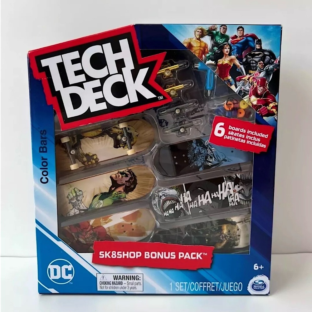 New Tech Deck Sk8 Shop Bonus Pack DC Comics Color Bars Batman Flash Joker